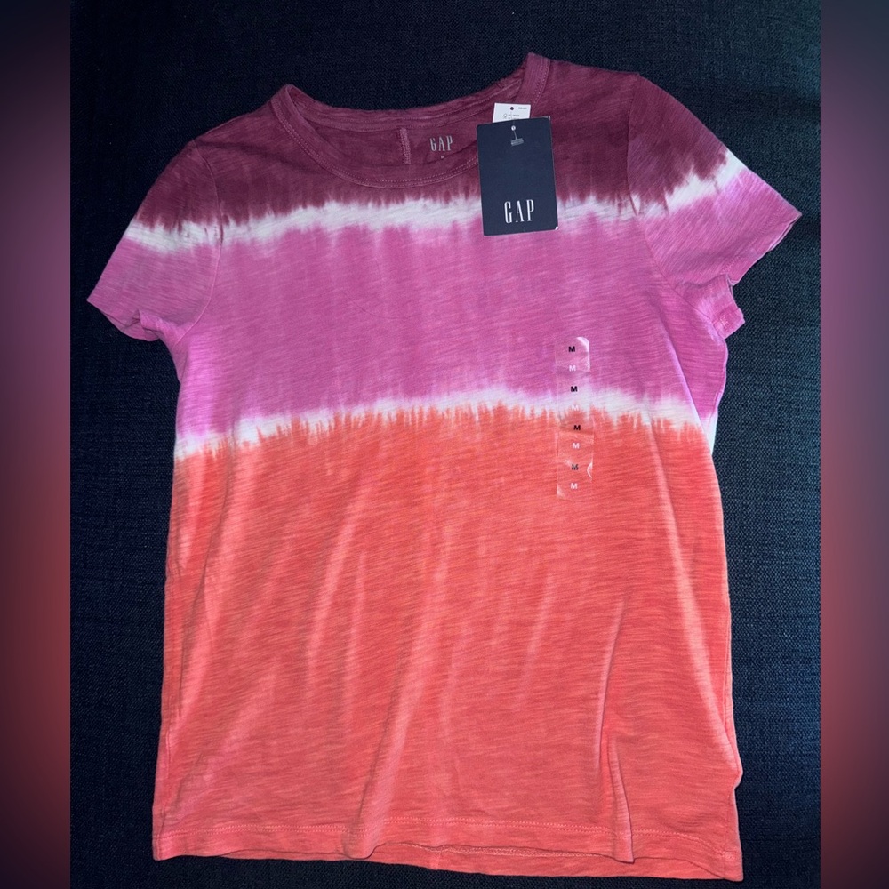 Gap Womens Orange Pink Tie-dye Tye Dye Tshirt Medium